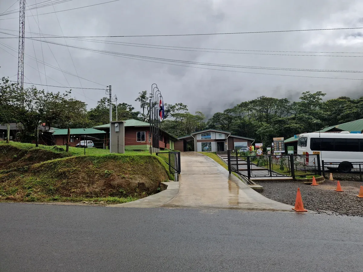 Trailhead facilities at the Tenorio Volcano National Park entrance for self-guided Rio Celeste visitors, Costa Rica